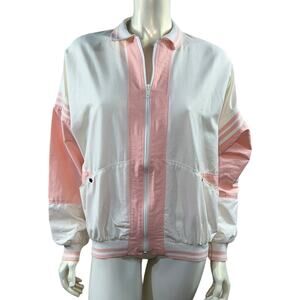 Bay Club by Catalina Pink White Color Block Bomber Jacket Size 12